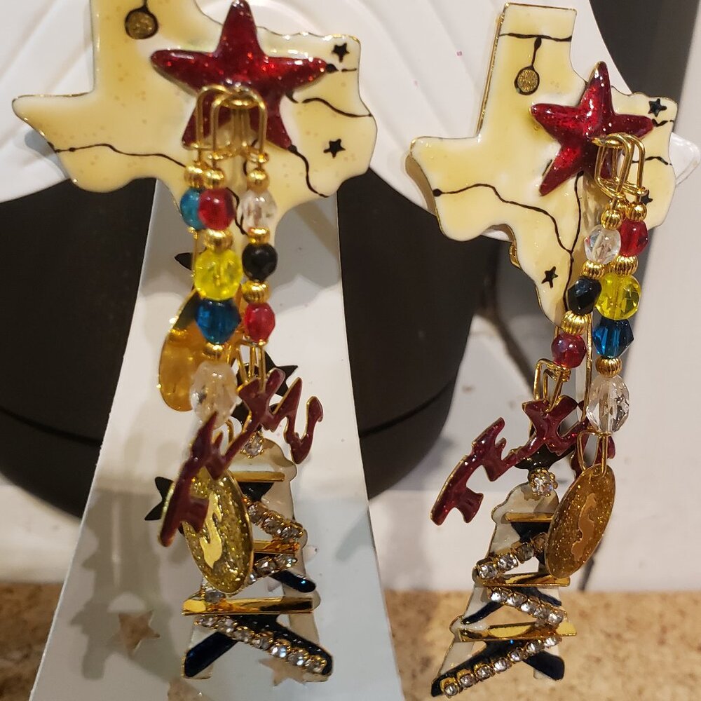 Lunch at the Ritz - Texas Tea Lonestar Earrings - Vintage